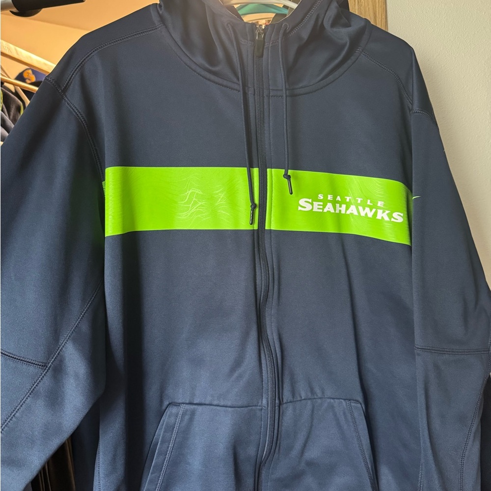 Nike Navy and Green Sports Hoodie